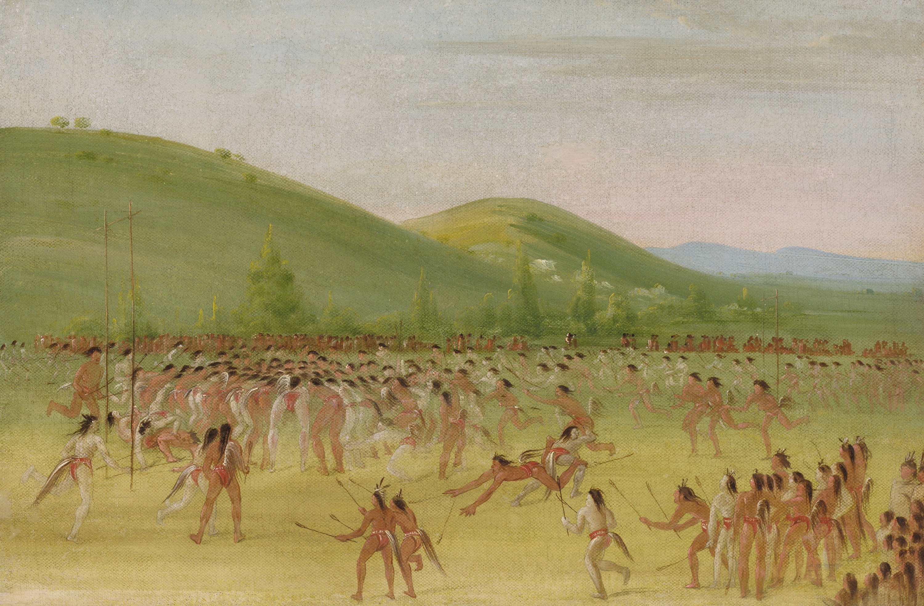 George Catlin, Ball-play of the Choctaw--Ball Down