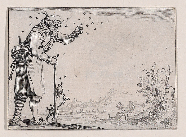 Jacques Callot, Le Paysan Assailli par les Abeilles (The Peasant Attacked by Bees), from "Les Caprices" Series A, The Florence Set