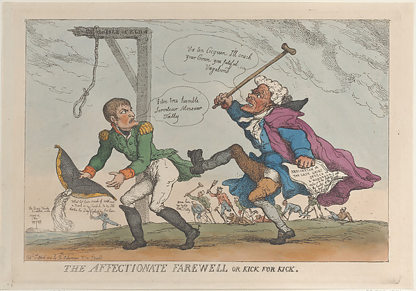Thomas Rowlandson, The Affectionate Farewell, or Kick for Kick