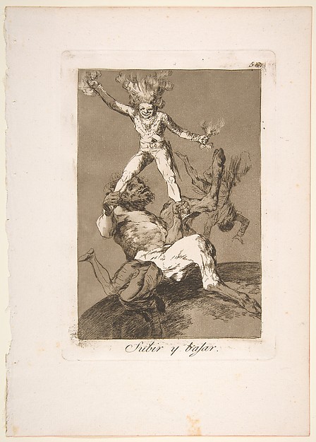 Goya (Francisco de Goya y Lucientes), Plate 56 from "Los Caprichos": To rise and to fall (Subir y bajar)