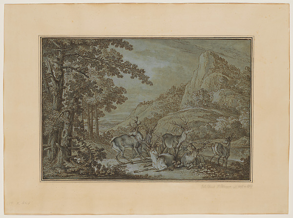 Johann Elias Ridinger, Landscape with Stags