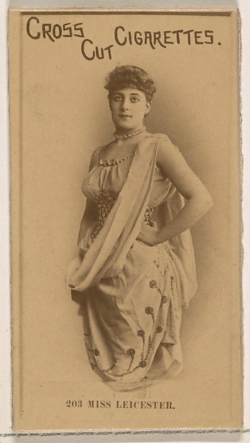 W. Duke, Sons & Co., Card Number 203, Miss Leicester, from the Actors and Actresses series (N145-2) issued by Duke Sons & Co. to promote Cross Cut Cigarettes