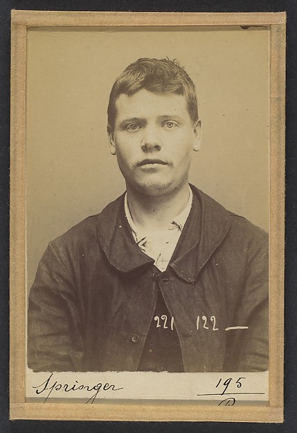 Alphonse Bertillon, Springer. François. 21 ans, né le 17/9/72 à Duisburg (Allemagne). Menuisier. Anarchiste. 17/7/94.