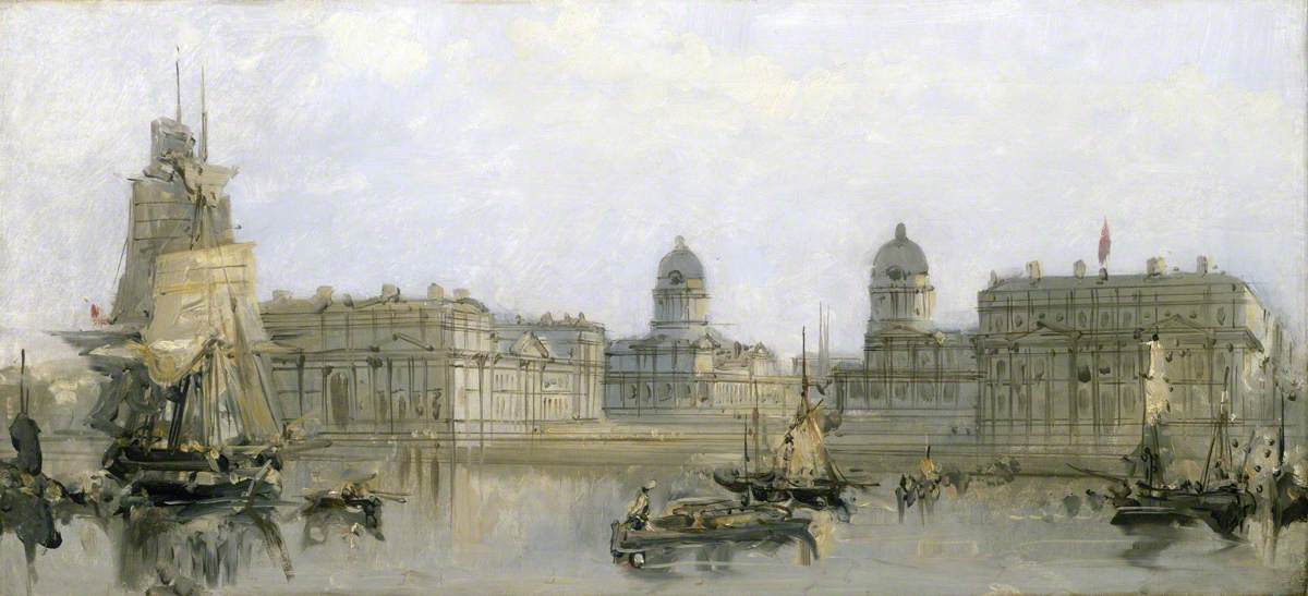 David Roberts, Greenwich Hospital from the Thames