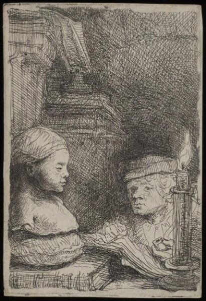 Rembrandt van Rijn, Man drawing from a cast
