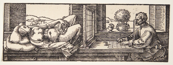 Albrecht Dürer, En kunstner, som tegner en nøgen kvinde