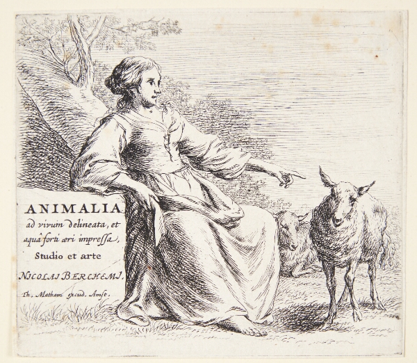 Nicolaes Berchem, Hyrdinde med et får. Titelblad til "Får"