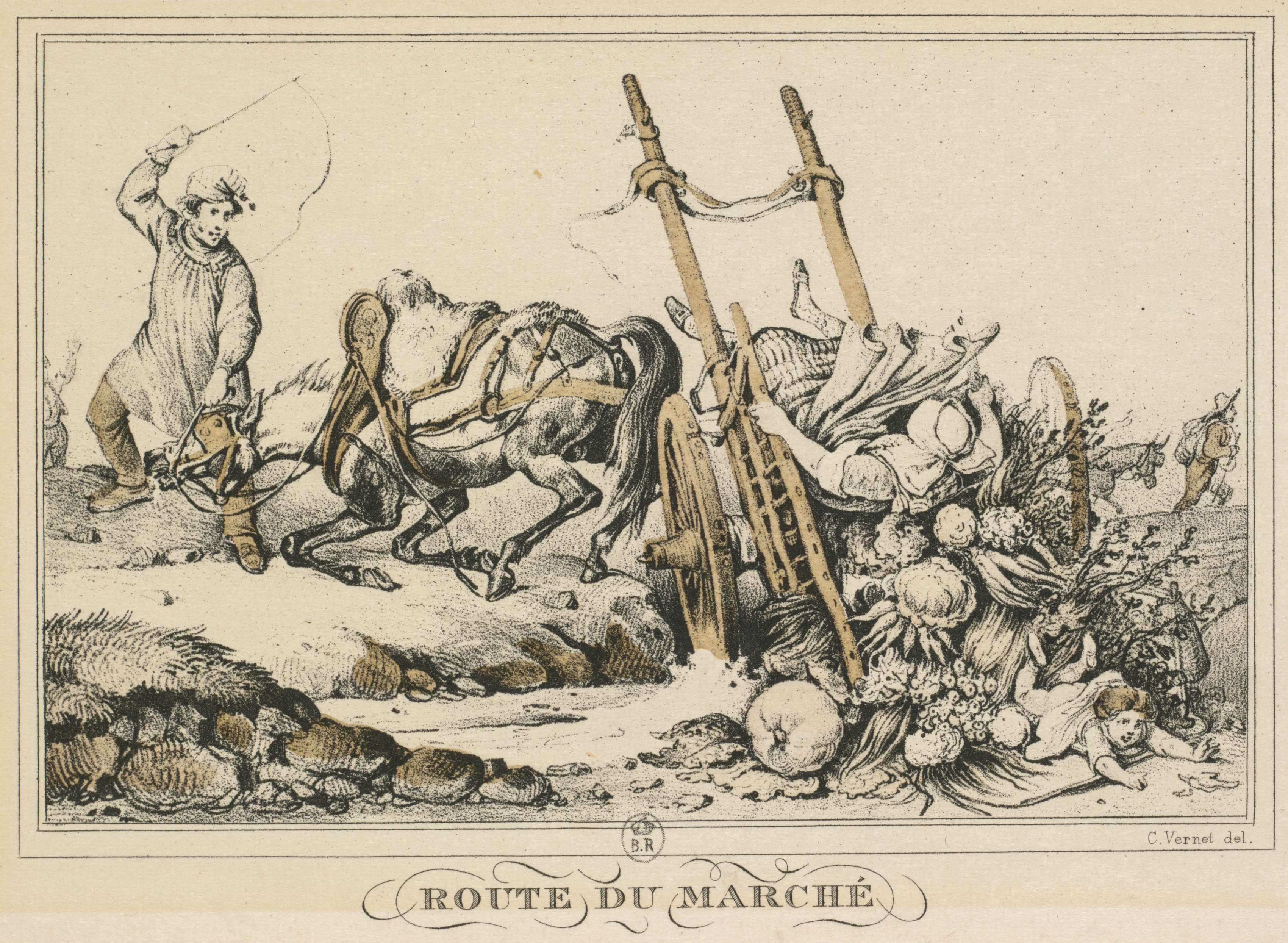 Carle Vernet, Scenes of Daily Life, Roads and Paths: Road to Market (Scènes de la vie quotidienne, Routes et Chemins: Route du Marché)