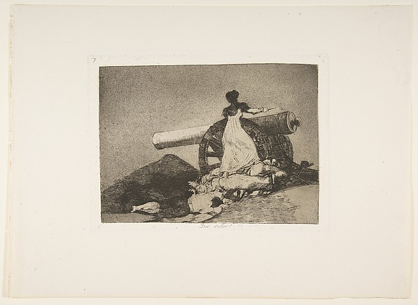 Goya (Francisco de Goya y Lucientes), Plate 7 from "The Disasters of War" (Los Desastres de la Guerra): 'What courage!' (Que valor!)