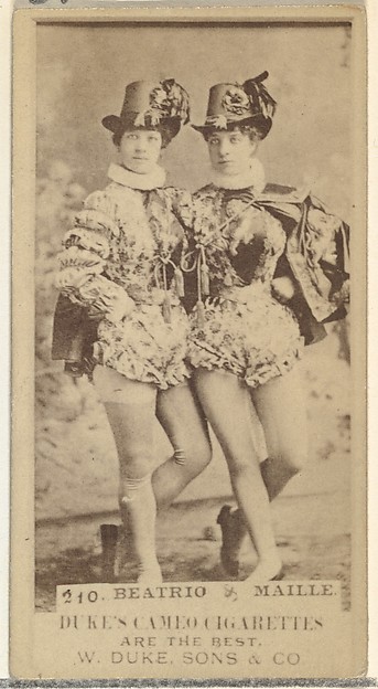 W. Duke, Sons & Co., Card Number 210, Miss Beatrio and Miss Maille, from the Actors and Actresses series (N145-5) issued by Duke Sons & Co. to promote Cameo Cigarettes
