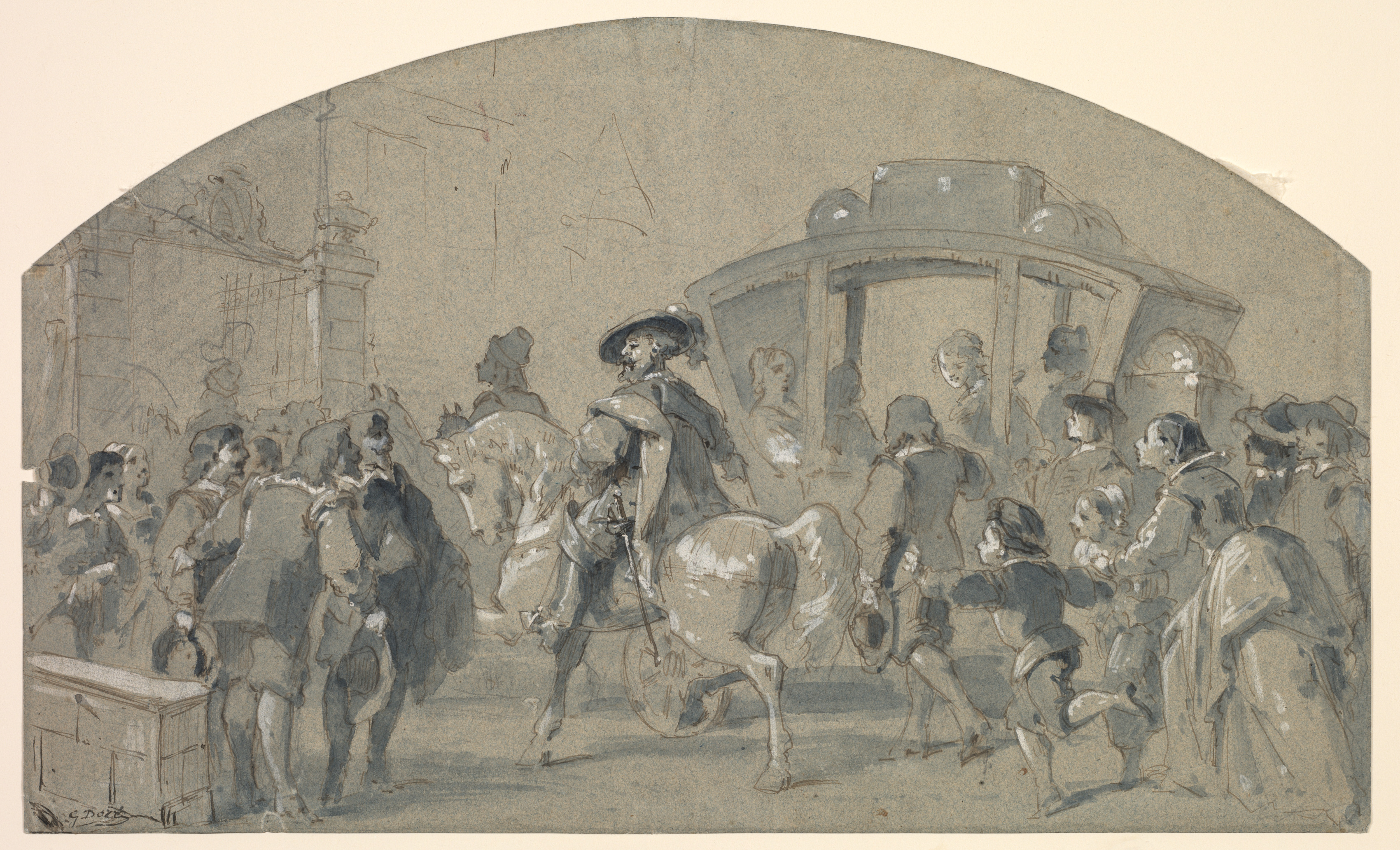 Gustave Doré, Street Scene (recto)