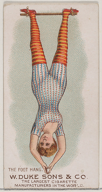 W. Duke, Sons & Co., The Foot Hang, from the Gymnastic Exercises series (N77) for Duke brand cigarettes