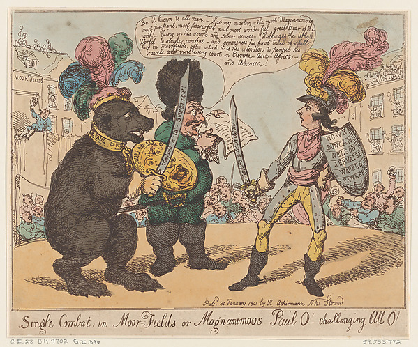 Thomas Rowlandson, Single Combat in Moor-Fields or Magnamimous Paul O' challenging All O'