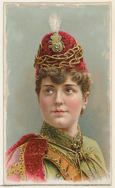 W. Duke, Sons & Co., Actress wearing military-inspired cap, from Stars of the Stage, First Series (N129) issued by W. Duke, Sons & Co. to promote Honest Long Cut Tobacco