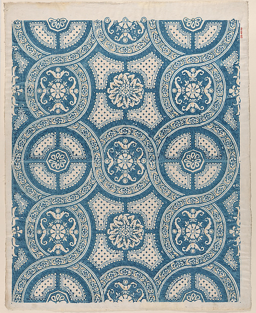 Anonymous, Sheet with a running circles pattern with rosettes
