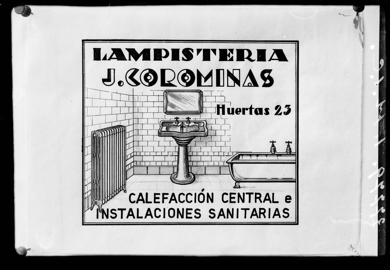 Desconegut, [Billboard advertizing J. Corominas plumbing]