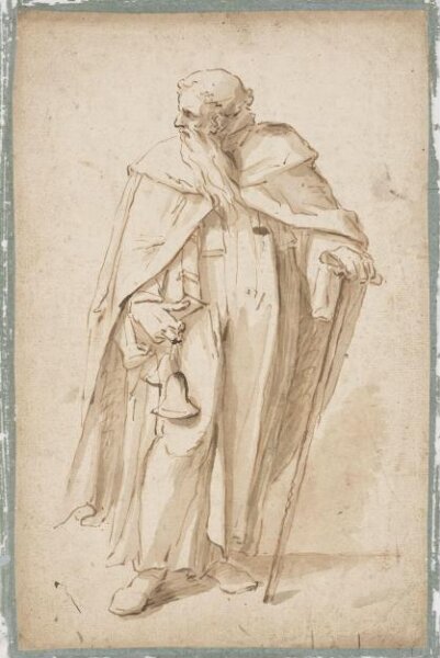 Unknown, St. Anthony the Abbot holding a book and two bells leaning on a tau-cross