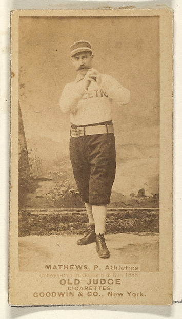 Goodwin & Company, Mathews, Pitcher, Philadelphia Athletics, from the Old Judge series (N172) for Old Judge Cigarettes