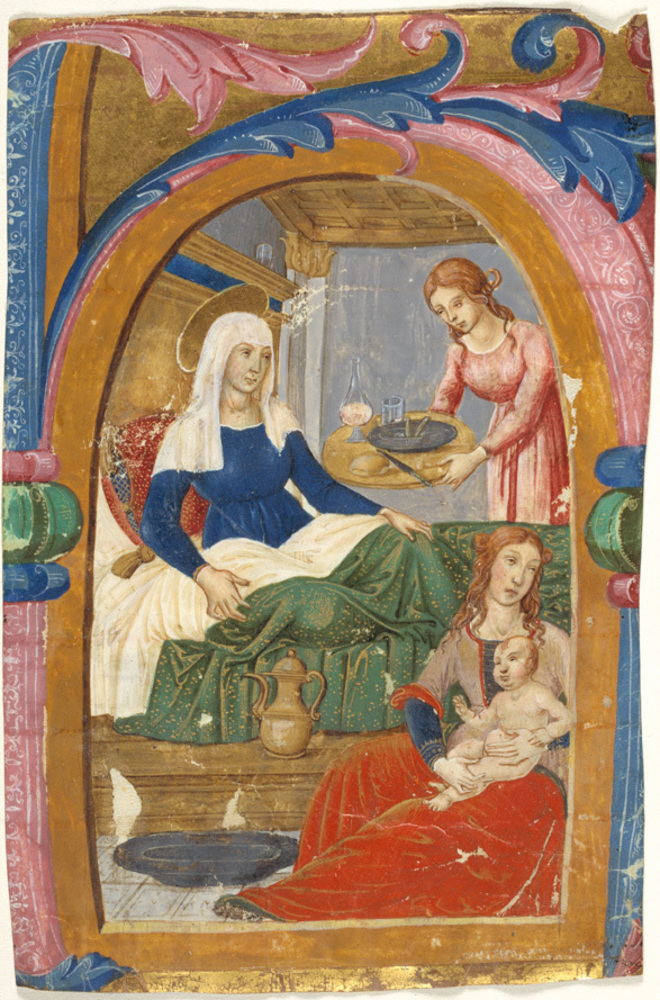 Domenico Ghirlandaio, Jomfru Marias fødsel i initialet H
