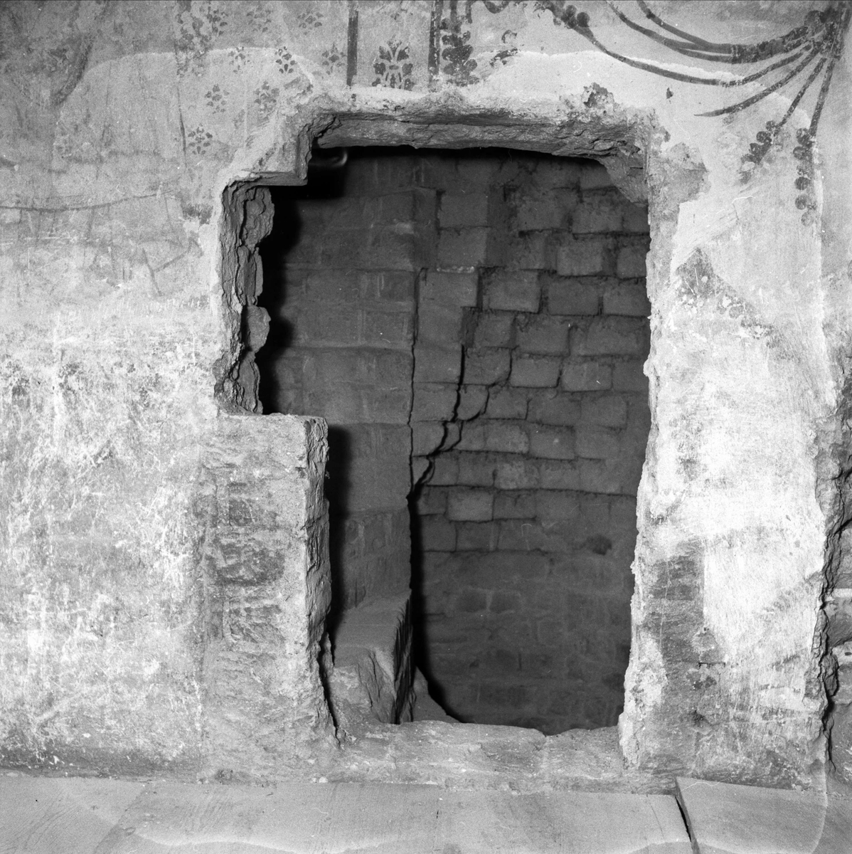 Uppsala-Bild, Kalkmålning i Börje kyrka, Börje socken, Uppland 1953