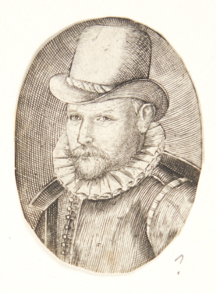 Hendrick Goltzius, Portræt af en mand med hat, vendt mod venstre