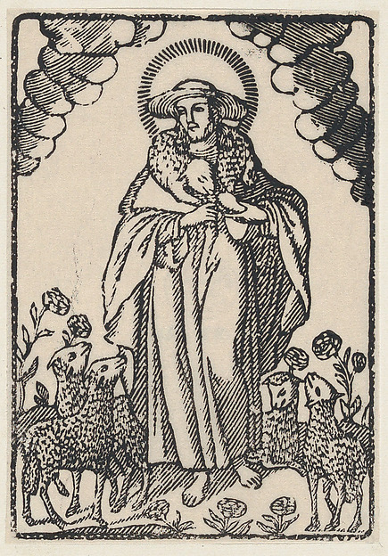 Anonymous, The good shepherd surrounded by lambs