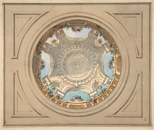Jules-Edmond-Charles Lachaise, Design for a ceiling with trompe l'oeil balustrade