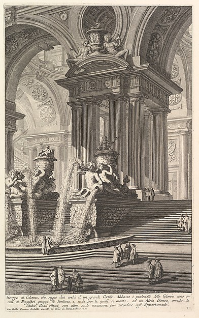 Giovanni Battista Piranesi, Group of columns which support two arches of a great courtyard... (Gruppo di Colonne, che regge due archi d'un grande Cortile...), from "Prima Parte di Architettura, e Prospettive"