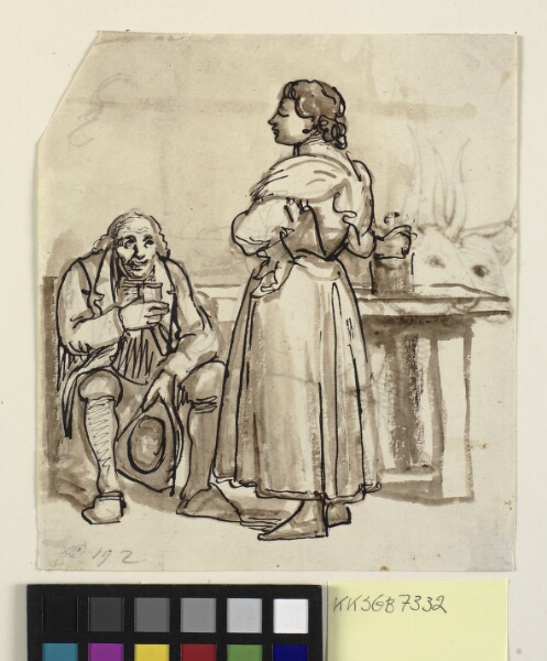 Wilhelm Marstrand, Den tørstige præst, siddende foran stående pige