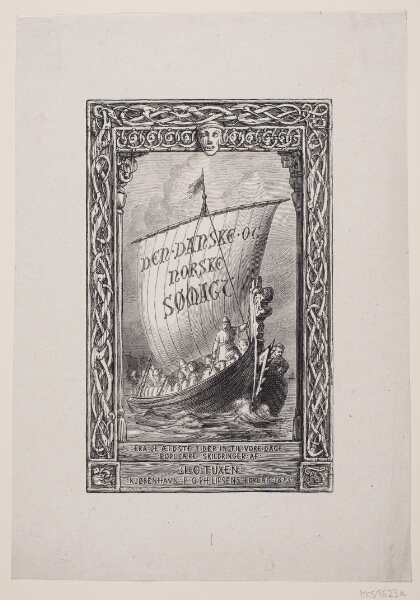F. Hendriksen, Omslag til J. C. Tuxen, "Den danske og norske Sømagt fra de ældste Tider indtil vore Dage"