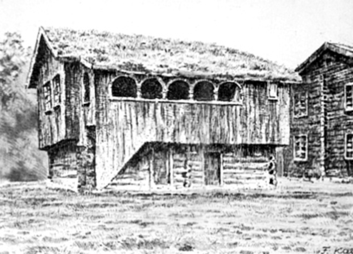 Anno Domkirkeodden, EKSTERIØR SKRÅSTADLOFTET, OPLANDENES FOLKEMUSEUM, RADERING. DOMKIRKEODDEN OG HEDMARKSMUSEET