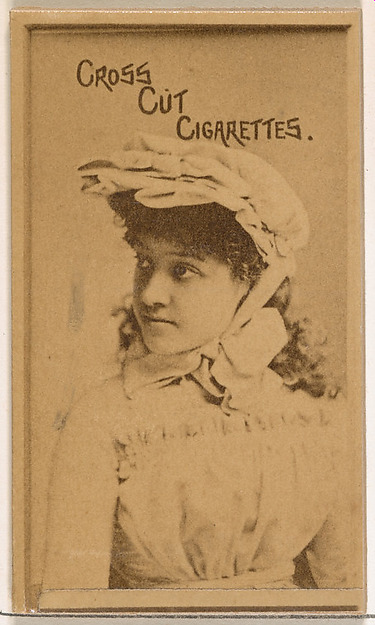 W. Duke, Sons & Co., Actress wearing white cloth bonnet, from the Actors and Actresses series (N145-1) issued by Duke Sons & Co. to promote Cross Cut Cigarettes