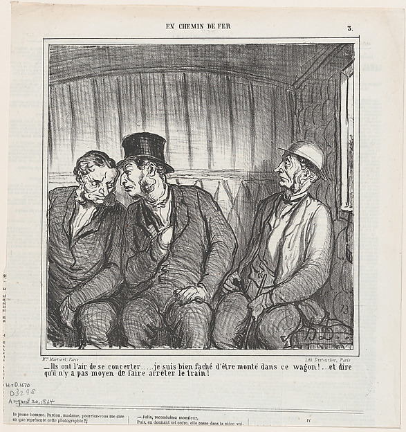 Honoré Daumier, They seem to be planning a conspiracy...., from 'On the train,' published in Le Charivari, August 20, 1864