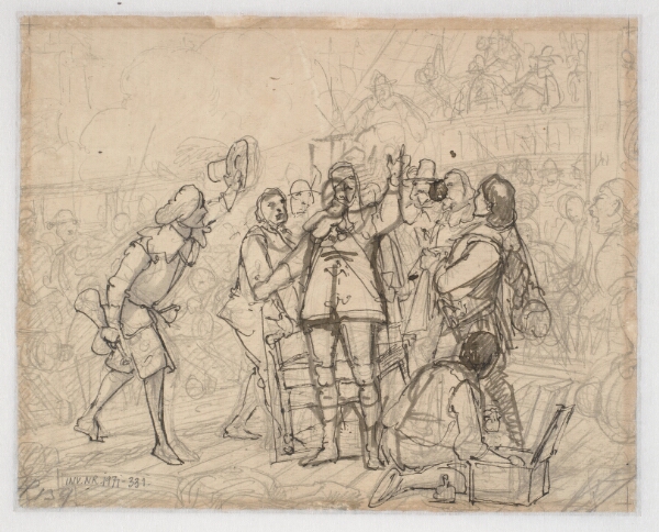 Wilhelm Marstrand, Udkast til maleri i Chr. IVs kapel i Roskilde "Chr. IV på Trefoldigheden" (1864-66)