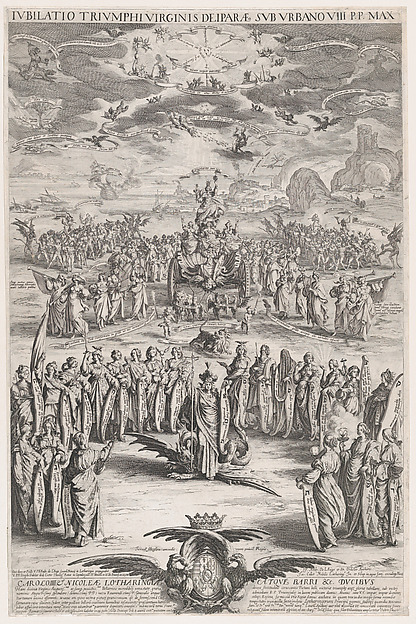 Jacques Callot, La Petite Thèse estampe appelée aussi Le Triomphe de La Vierge et Jubilé de La Vierge (The Small Thesis, also called The Triumph o fthe Virgin and Jubilee of the Virgin)