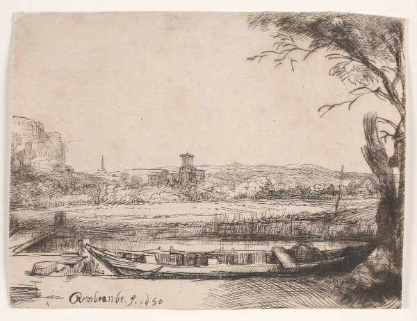 Rembrandt van Rijn, Kanal med en stor båd