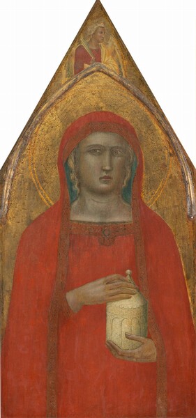 Pietro Lorenzetti, Saint Mary Magdalene, with an Angel [left panel]