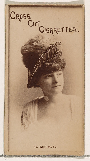 W. Duke, Sons & Co., Card Number 45, Myra Goodwin, from the Actors and Actresses series (N145-2) issued by Duke Sons & Co. to promote Cross Cut Cigarettes