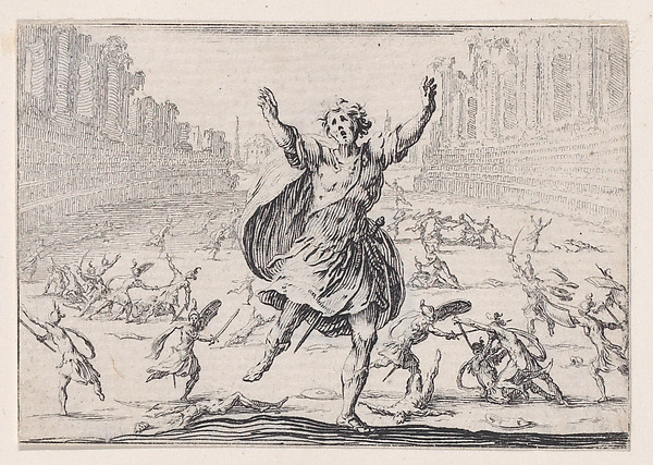 Jacques Callot, Escarmouche dans un Cirque (Skirmish in a Circus), from "Les Caprices" Series A, The Florence Set