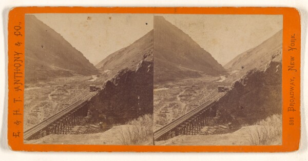 A. J. Russell, Lower Weber River, looking West, Devil's Gate Bridge in the foreground. Union Pacific Rail Road.