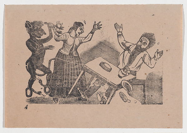 José Guadalupe Posada, Plate 4: The murder of a man by a knife thrown by a woman