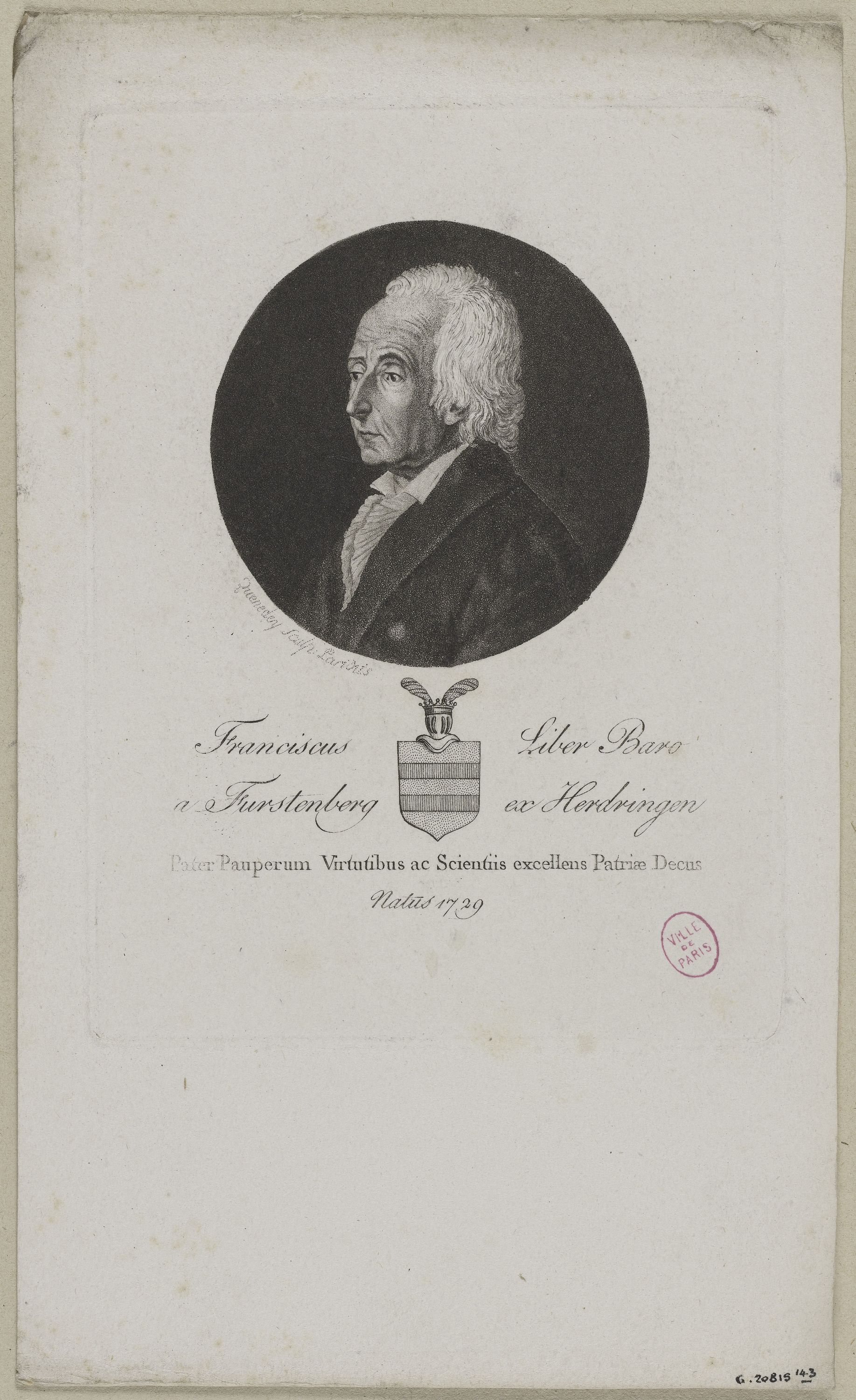 Edmé Quenedey, Portrait de Franciscus a Furstenberg