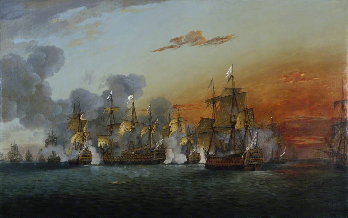 Thomas Luny, The Battle of the Saints, 12th April 1782, 6.30 p.m.: The ‘Ville de Paris’ striking her Colours