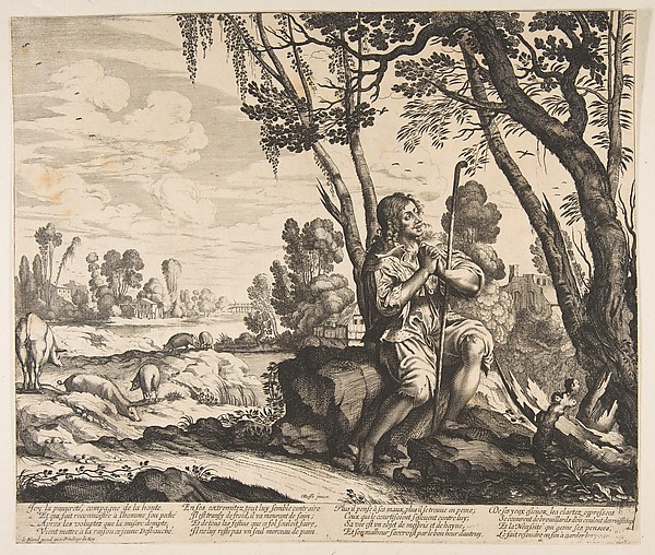 Anonymous, The Prodigal Son Guarding Pigs, plate 3 from "The Prodigal Son" (L'Histoire de l'Enfant Prodigue)