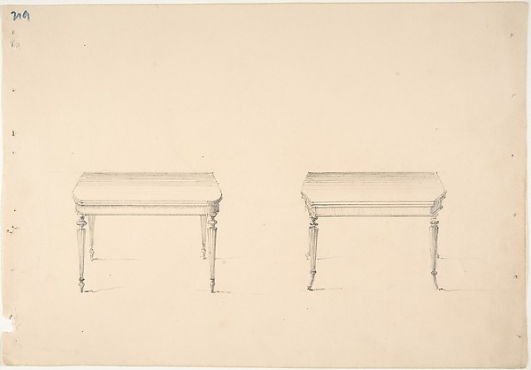 Anonymous, British, 19th century, Design for Two Small Tables with Tapered Columnar Legs