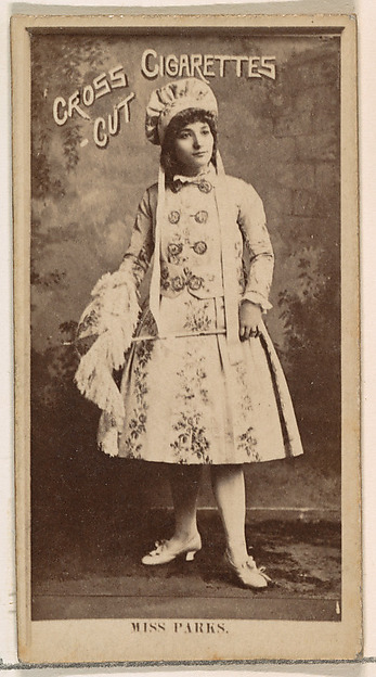 W. Duke, Sons & Co., Miss Parks, from the Actors and Actresses series (N145-2) issued by Duke Sons & Co. to promote Cross Cut Cigarettes