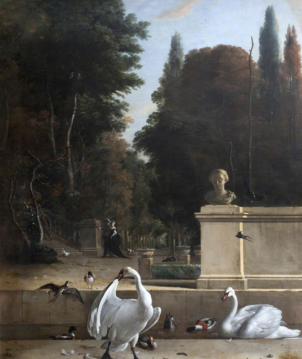 Melchior d'Hondecoeter, View of a Park with Swans and Ducks