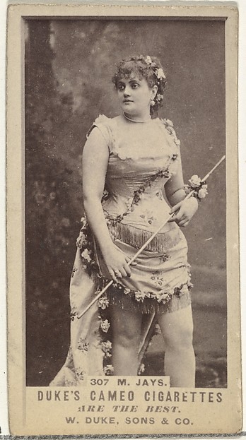 W. Duke, Sons & Co., Card Number 307, M. Jays, from the Actors and Actresses series (N145-5) issued by Duke Sons & Co. to promote Cameo Cigarettes