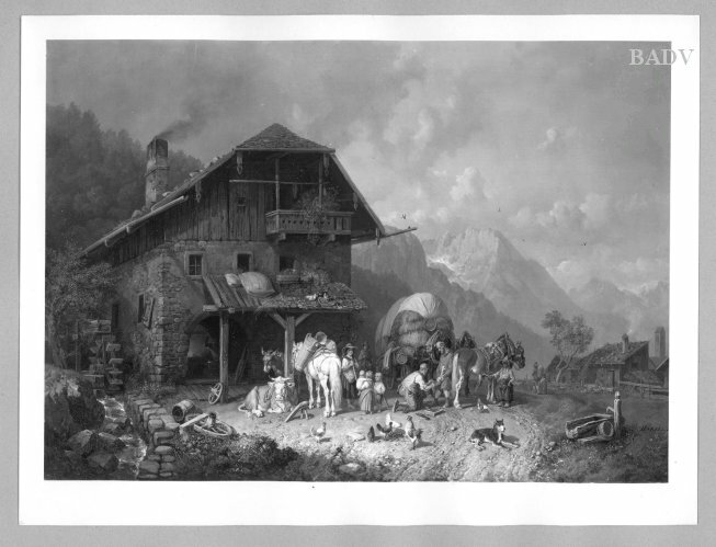 Heinrich Bürkel, shop at a Mountain smithery with water - mill