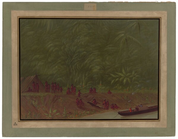 George Catlin, A Mura Encampment - Boat Sketch